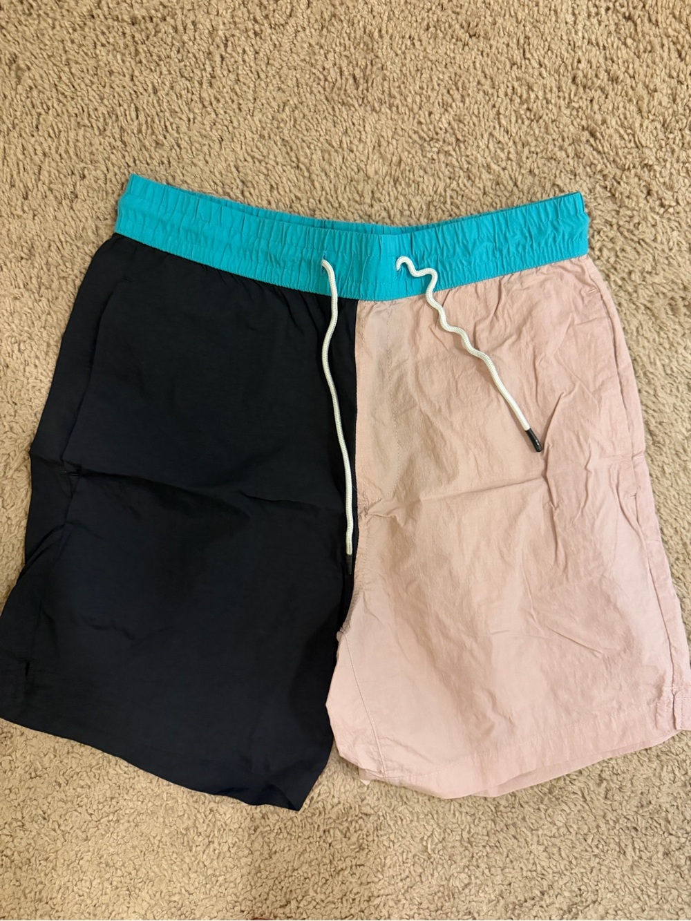 Original Use Teal Waistband Colorblock Swim Shorts